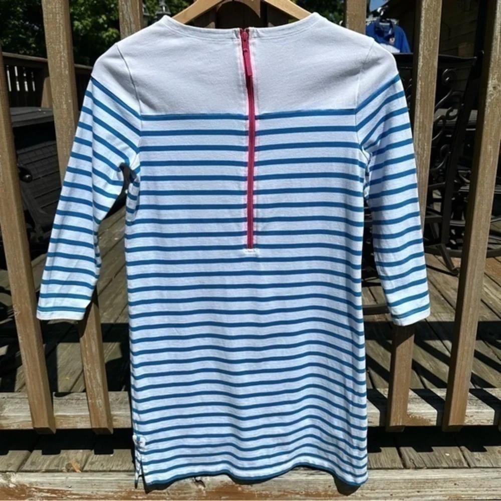 Vineyard Vines Women’s‎ White Blue Striped Simple Boatneck Dress (Small)